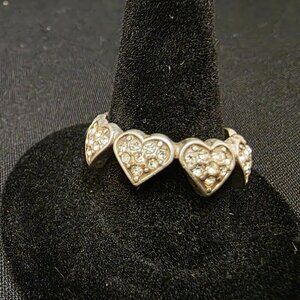 Vintage Sterling Silver Hearts 925 Band Ring Size 7 love